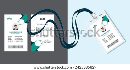 Identification plastic id card with clasp and lanyards isolated vector illustration