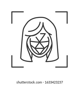 Identification Polygonal Grid Face Black Line Icon. ID And Verifying Person Concept. Biometric Security Element. Deep Face Technology. Sign For Web Page, Mobile App. Editable Stroke.