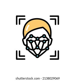 Identification polygonal grid face color line icon. Deep face.