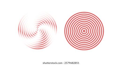 Identification process. Abstract background. Red rings sound wave and line with points in a circle. Sound wave wallpaper. Radio station signal