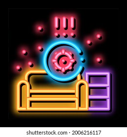 identification of sanitary problems in living room neon light sign vector. Glowing bright icon identification of sanitary problems in living room sign. transparent symbol illustration