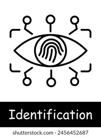 Identification set icon. Eyeball, analysis, recognition, scanning, verification, DNA, signal, eye, ocular retina, parsing, face, face ID, black lines on a white background.