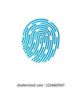 Identification symbol. Fingerprint icon. Vector illustrations. Flat design.