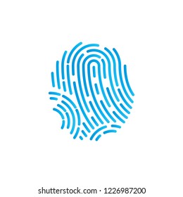 Identification symbol. Fingerprint icon. Vector illustrations. Flat design.