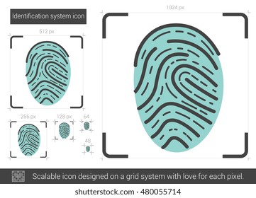 Identification system vector line icon isolated on white background. Identification system line icon for infographic, website or app. Scalable icon designed on a grid system.