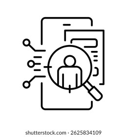 identification topics interesting audience black line icon for digital and print projects.  Minimal clean icons for apps and websites. Modern simple icons for UI UX and branding