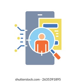 identification topics interesting audience color flat icon for digital and print projects.  Minimal clean icons for apps and websites. Modern simple icons for UI UX and branding