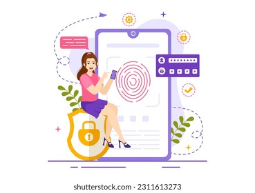 Identification Vector Illustration of Identity Card with Photo, Document, and Information in Face ID System Flat Cartoon Hand Drawn Templates