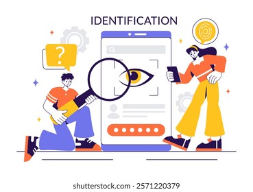 Identification Vector Illustration of an Identity Card Featuring a Photo, Personal Information, and Document Details in a Face ID Recognition System