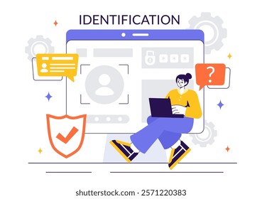 Identification Vector Illustration of an Identity Card Featuring a Photo, Personal Information, and Document Details in a Face ID Recognition System