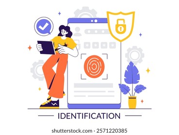 Identification Vector Illustration of an Identity Card Featuring a Photo, Personal Information, and Document Details in a Face ID Recognition System