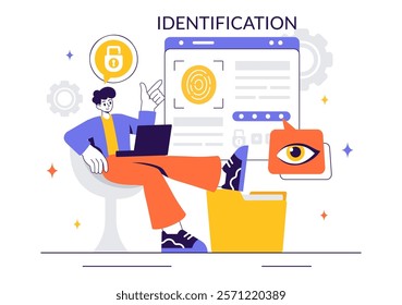 Identification Vector Illustration of an Identity Card Featuring a Photo, Personal Information, and Document Details in a Face ID Recognition System