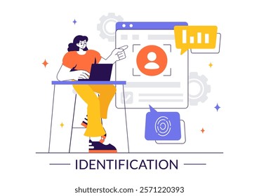 Identification Vector Illustration of an Identity Card Featuring a Photo, Personal Information, and Document Details in a Face ID Recognition System