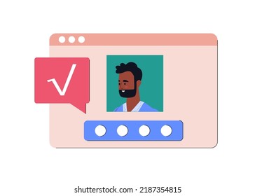 identification, verification concept. Character avatar and password. Vector illustration in a flat style