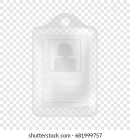 Identification white blank plastic id card mockup. Realistic illustration of 