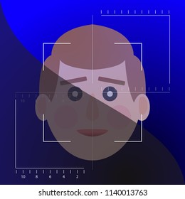 identification of a young person s face. Vector illustration