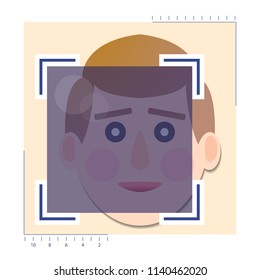 identification of a young person' s face. Vector illustration