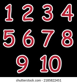 Identifications of numbers from 1 to 10
