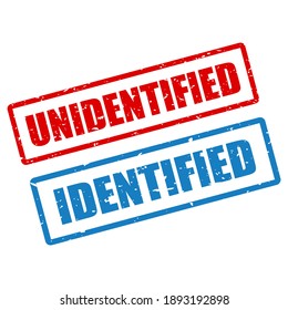 Identified and unidentified vector stamps isolated on white background
