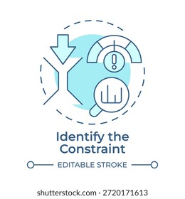 Identify the constraint soft blue concept icon. Data management, decision making. Performance metrics. Round shape line illustration. Abstract idea. Graphic design. Easy to use in article