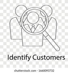 Identify customer concept on transparency background. Creative idea design. Flat vector illustration for template brochure or presentation.