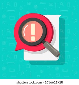 Identify Document File Search Or Risk Comment Censor In Online Chat Bubble Speech Icon Vector Flat Cartoon Illustration, Concept Of Message Censorship Or Rude Content Caution Alert, Danger Find