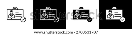 Identify icon set in line and glyph style on black and white background