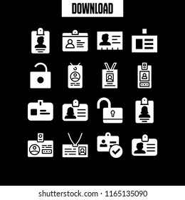 identify icon. This set with unlock and id card vector icons for mobile and web