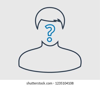 Identify line Icon. Man with Question mark on his mouth.