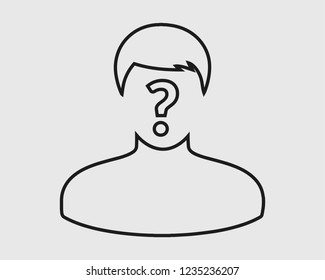 Identify line Icon. Man with Question mark on his mouth.