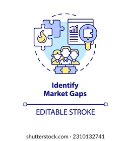 Identify market gaps concept icon. Consumer need. Target audience. Market research. Trend setter. Growth strategy abstract idea thin line illustration. Isolated outline drawing. Editable stroke