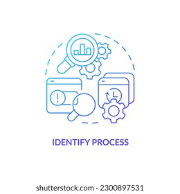 Identify process blue gradient concept icon. SMED usage. Lean management. Performance improvement abstract idea thin line illustration. Isolated outline drawing. Myriad Pro-Bold fonts used