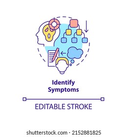Identify symptoms concept icon. Before appointment with therapist abstract idea thin line illustration. Isolated outline drawing. Editable stroke. Arial, Myriad Pro-Bold fonts used