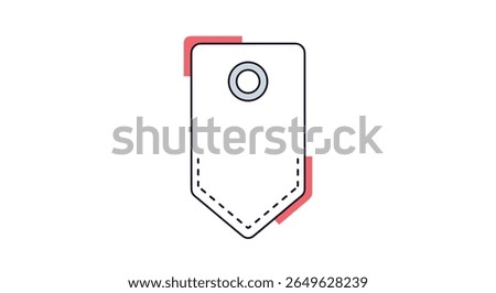 Identifying a blank tag template with a grommet and stitching detail for labeling and identification purposes