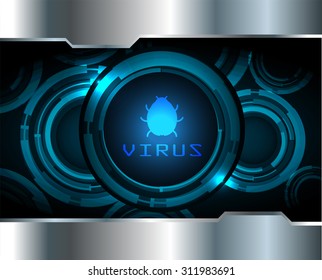 identifying a computer virus. Antivirus protection and computer security concept. PC. vector one zero. scan. technology digital website internet web