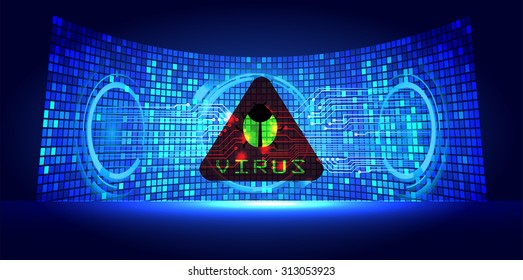 identifying a computer virus. Antivirus protection and computer security concept. PC. vector one zero. scan. technology digital website internet web