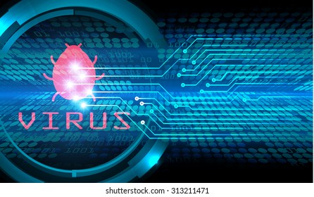 identifying a computer virus. Antivirus protection and computer security concept. PC. vector one zero. scan. technology digital website internet web