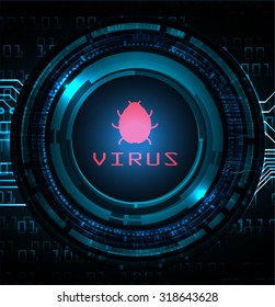 identifying a computer virus. Antivirus protection and computer security concept. PC. vector one zero. scan. technology digital website internet web.
