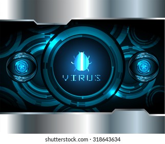identifying a computer virus. Antivirus protection and computer security concept. PC. vector one zero. scan. technology digital website internet web.