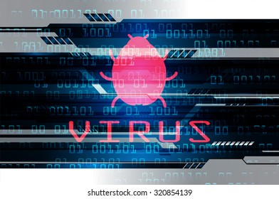 identifying a computer virus. Antivirus protection and computer security concept. PC. vector one zero. scan. technology digital website internet web.