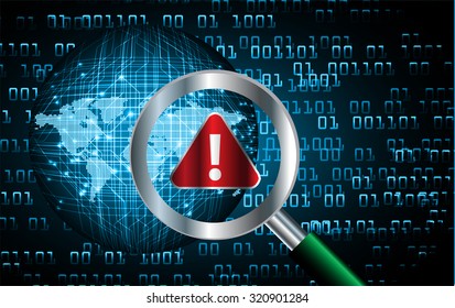 identifying a computer virus. Antivirus protection and computer security concept. PC. vector one zero. scan. technology digital website internet web, World Map, Global