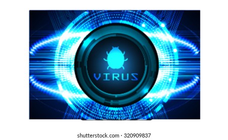 identifying a computer virus. Antivirus protection and computer security concept. PC. vector one zero. scan. technology digital website internet web.