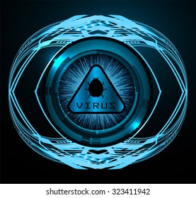 identifying a computer virus. Antivirus protection and computer security concept. PC. vector one zero. scan. technology digital website internet web. vector