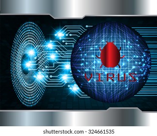 identifying a computer virus. Antivirus protection and computer security concept. PC. vector one zero. scan. technology digital website internet web.