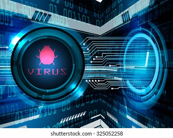 identifying a computer virus. Antivirus protection and computer security concept. PC. vector one zero. scan. technology digital website internet web. vector