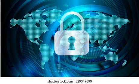 identifying a computer virus. Antivirus protection and computer security concept. PC. one zero. scan. technology digital website. vector. lock, key, Padlock, World Map, Global