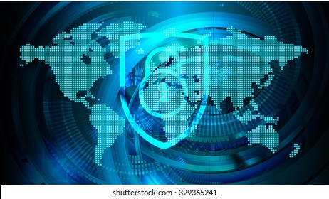 identifying a computer virus. Antivirus protection and computer security concept. PC. one zero. scan. technology digital website. vector. lock, key, Padlock, World Map, Global