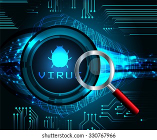 identifying a computer virus. Antivirus protection and computer security concept. PC. one zero. scan. technology digital website. vector. lock, key, Padlock