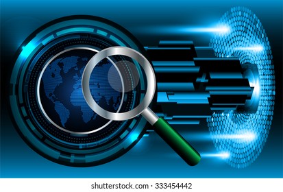 identifying a computer virus. Antivirus protection and computer security concept. PC. one zero. scan. technology digital website. vector. lock, key, Padlock. World Map, Global