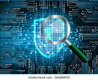 identifying a computer virus. Antivirus protection and computer security concept. PC. one zero. scan. technology digital website. vector. lock, key, Padlock.